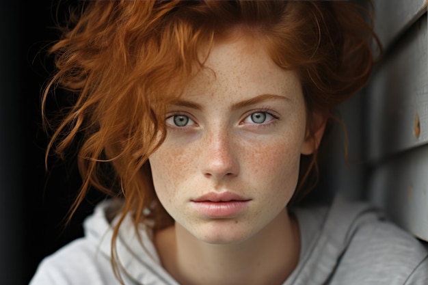 portrait of a woman with freckles