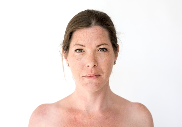 Portrait of a woman with freckles