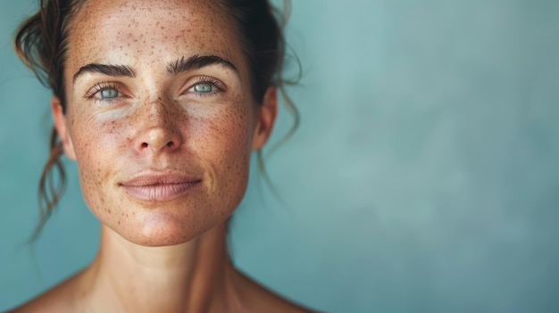 Photo a portrait of a woman with hydrated skin showcasing its plump and youthful appearance