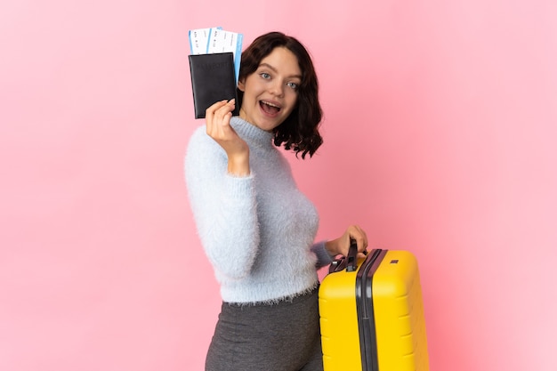 portrait woman with luggage