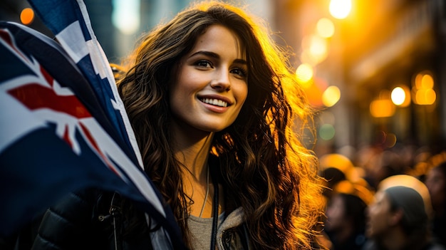 portrait of a woman with New Zealand flag