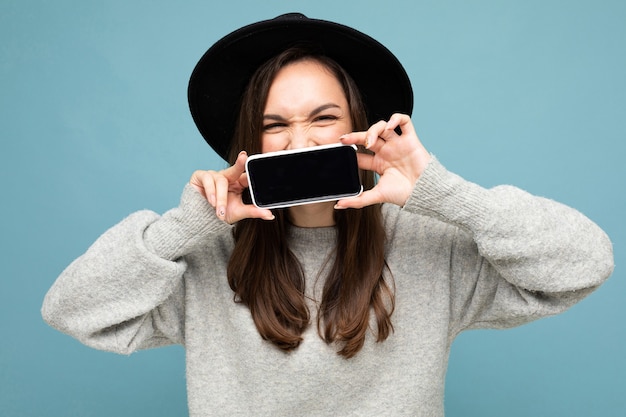 portrait woman with phone