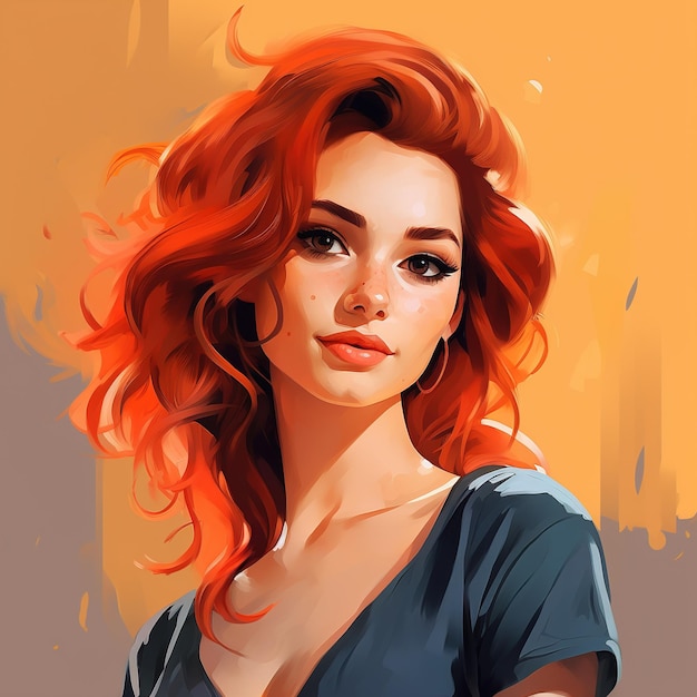 A portrait of a woman with red hair