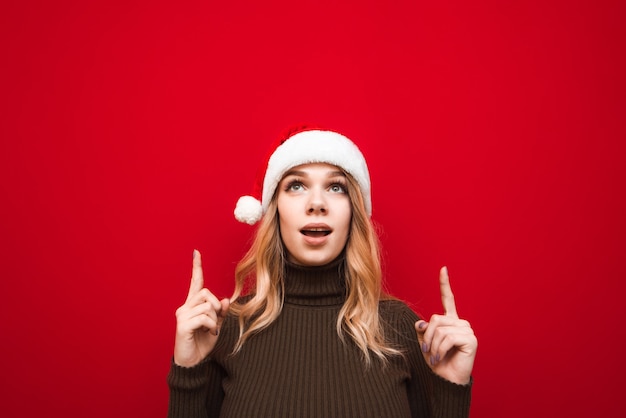 portrait woman with santa hat