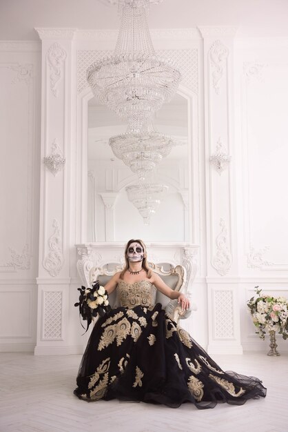 Portrait of a woman with skull make up for Halloween