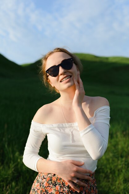 portrait woman with sunglasses