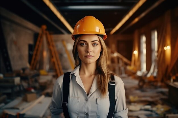 Portrait of woman in work clothes