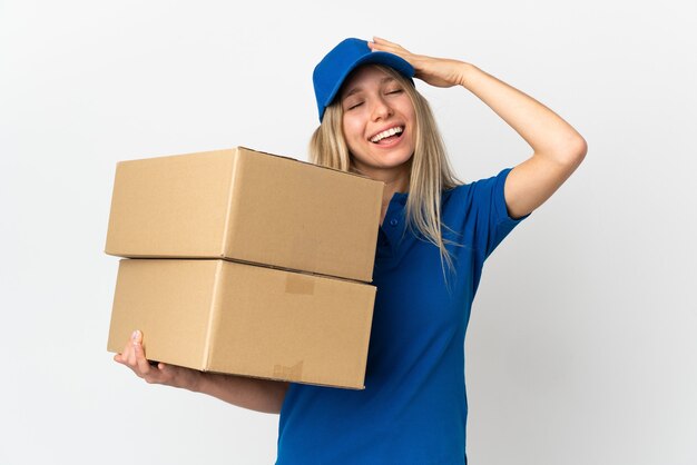 portrait woman working as delivery courier