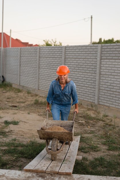 portrait woman working in constructions