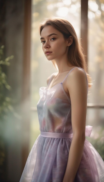 Photo portrait of women in organza dress generated by ai