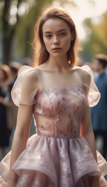 Portrait of women in organza dress generated by AI