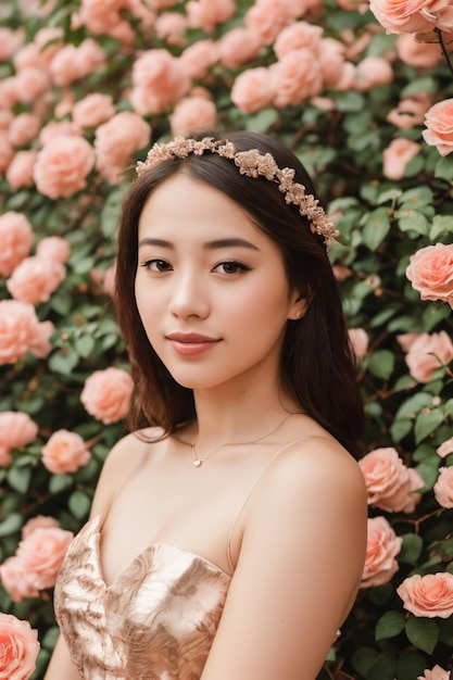 Portrait of women with flowers