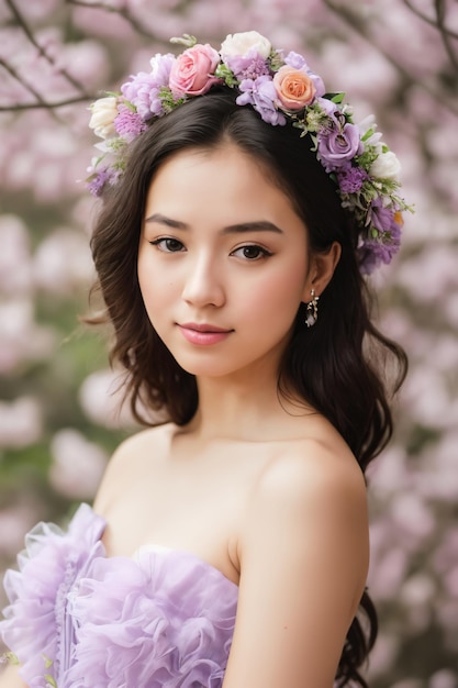 Portrait of women with flowers