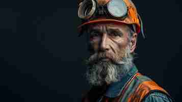 Photo portrait of the worker on a black background portrait of the worker on a black background