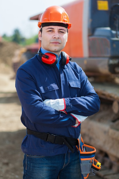 Portrait of worker in a construction site