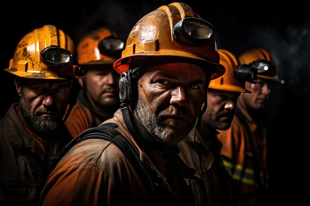 portrait of a worker in a mine after working on coal mine Concept industrial engineer