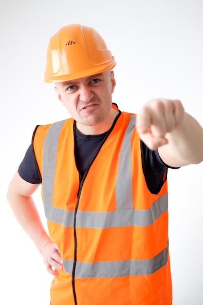 Portrait of a worker wearing a helmet