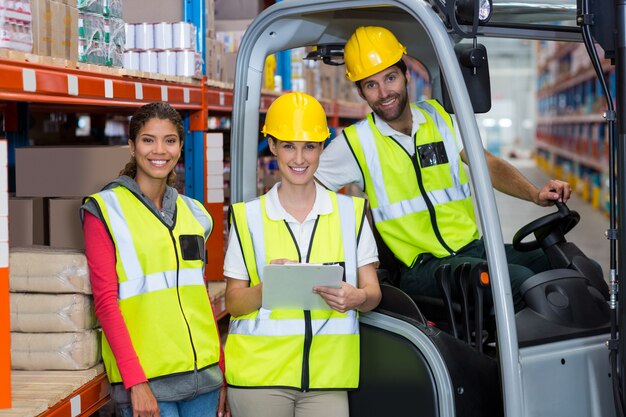 Portrait of workers are smiling and posing face to the camera