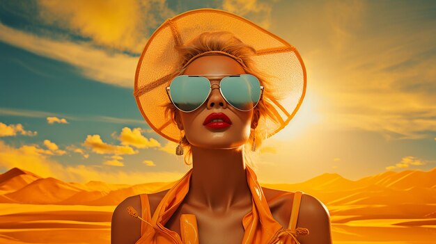 Portrait yellow sun aesthetic beach at afternoon