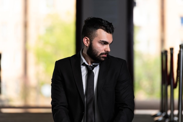 Portrait of a Young Adult Muslim Man is Praying in the Mosque