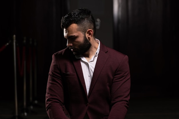 Portrait of a Young Adult Muslim Man is Praying in the Mosque