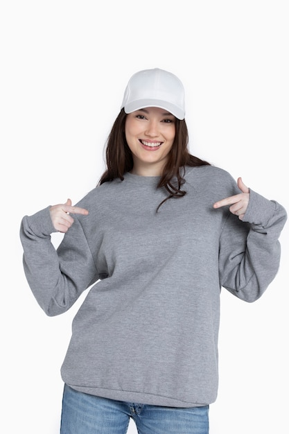 Photo portrait of young adult wearing hoodie mockup