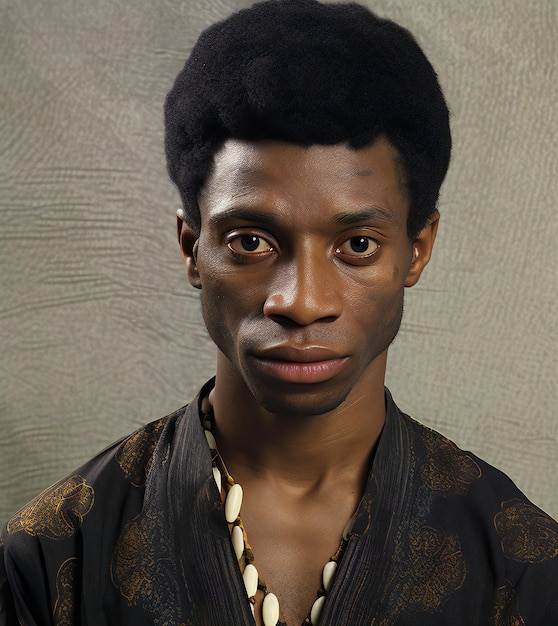 Portrait of a young african american man in traditional clothes