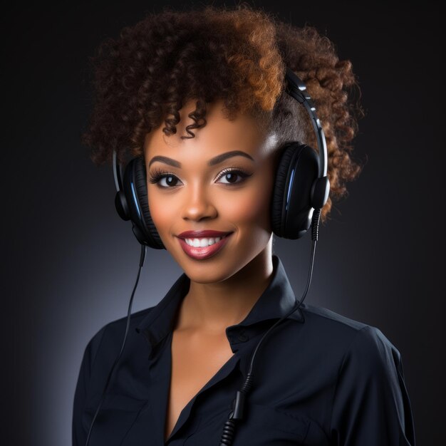 Portrait of a young african american woman with headphones