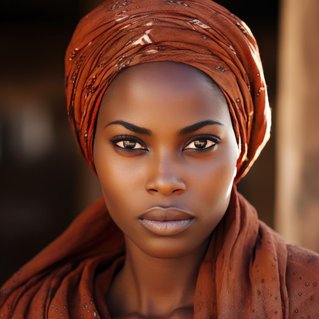 Portrait of a young African woman in traditional attire