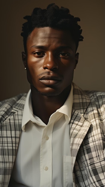 Photo portrait of a young africanamerican man in a suit and white shirt