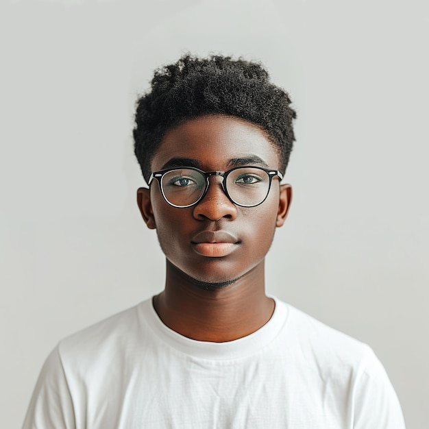 Portrait of a young afro man with eyeglasses