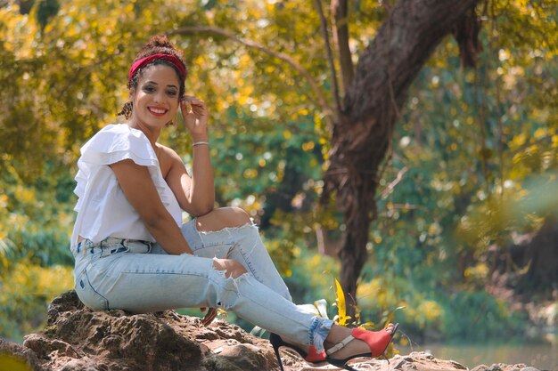 Portrait of a young afro woman outdoor