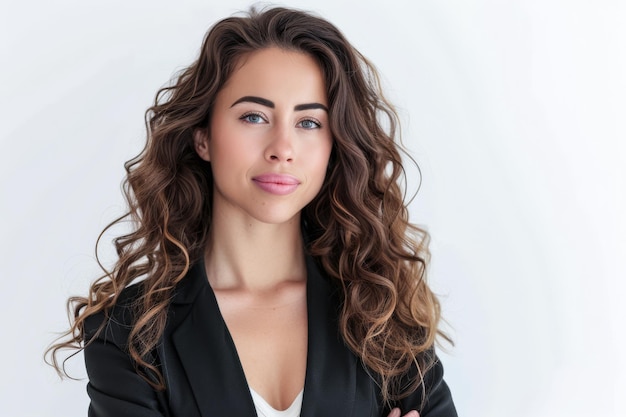 Portrait of a young approachable businesswoman isolated on a white copy space background for text