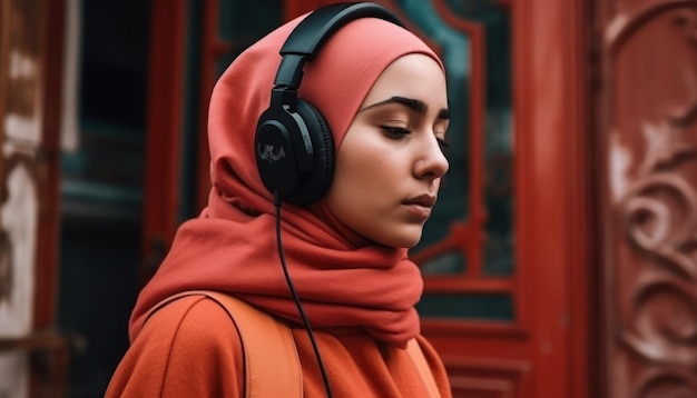 Портрет молодой арабской девушки в хиджабе Красивая мусульманка