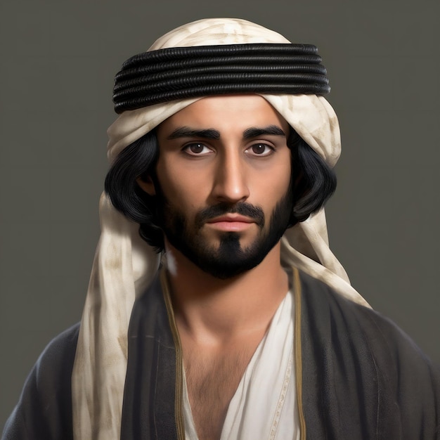 Portrait of a young arabic man in traditional clothes