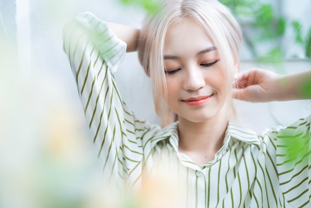 Portrait of young Asian girl with natural beauty