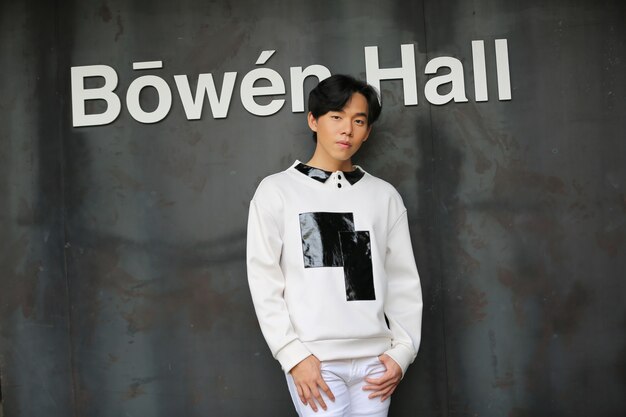 portrait young asian man posed outdoor