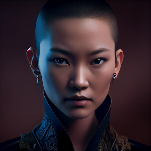 portrait young Asian woman, model with short hair