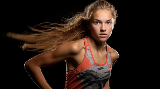 Photo portrait of a young athlete girl