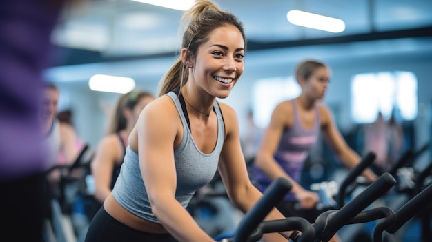 Portrait of a young athletic woman in a gym