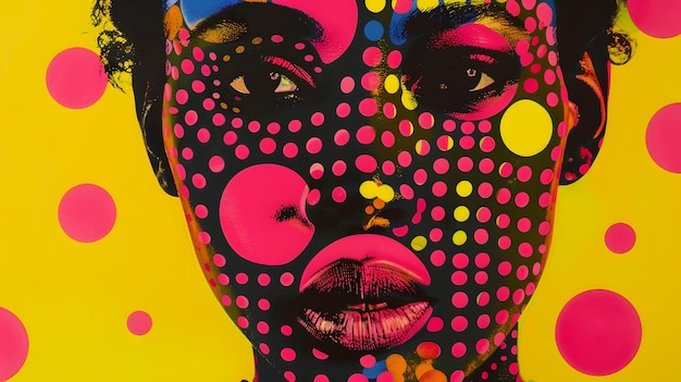 Portrait of young attractive african with coloful dots on her face