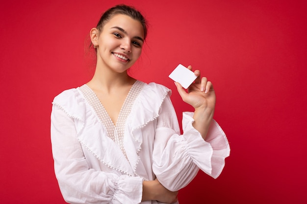 Portrait of young attractive caucasian hipster woman in trendy casual clothes sexy carefree female