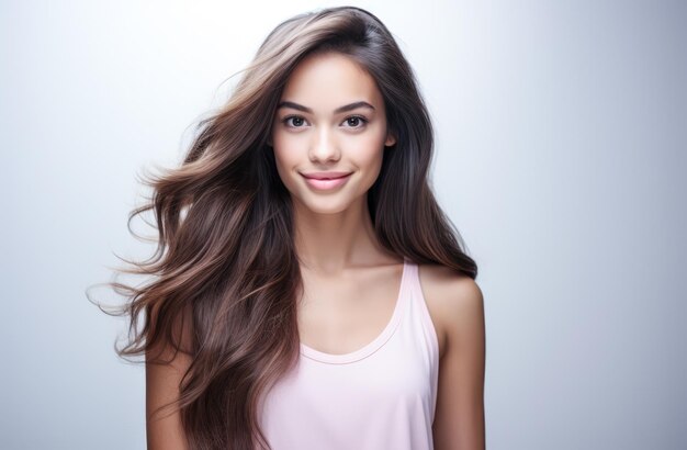 Portrait of a young beautiful Asian woman with long hair