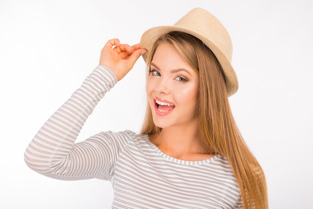 Portrait of a young beautiful blonde woman