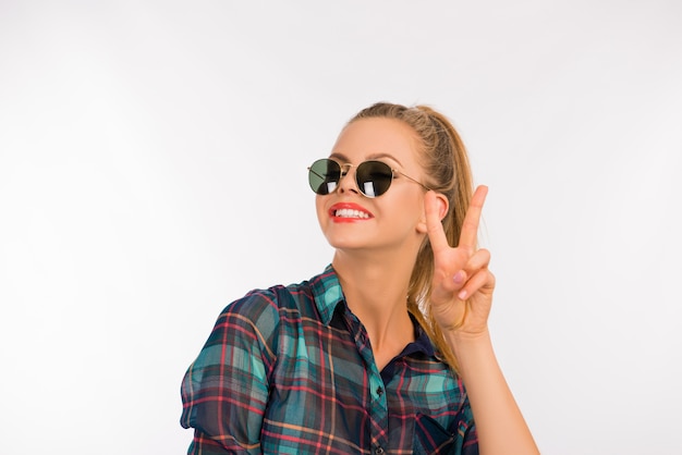 Portrait of a young beautiful blonde woman