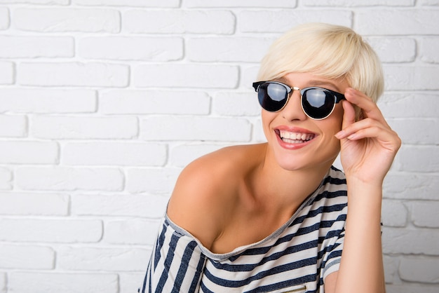 Portrait of young beautiful blonde woman