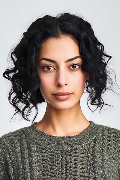 Portrait of a young beautiful brunette woman in a sweater