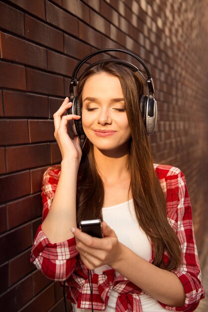 Portrait of young beautiful brunette woman