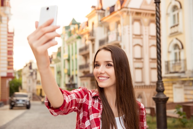 Portrait of young beautiful brunette woman