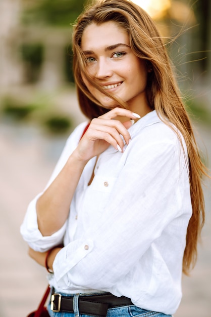 Portrait of young beautiful girl smiling